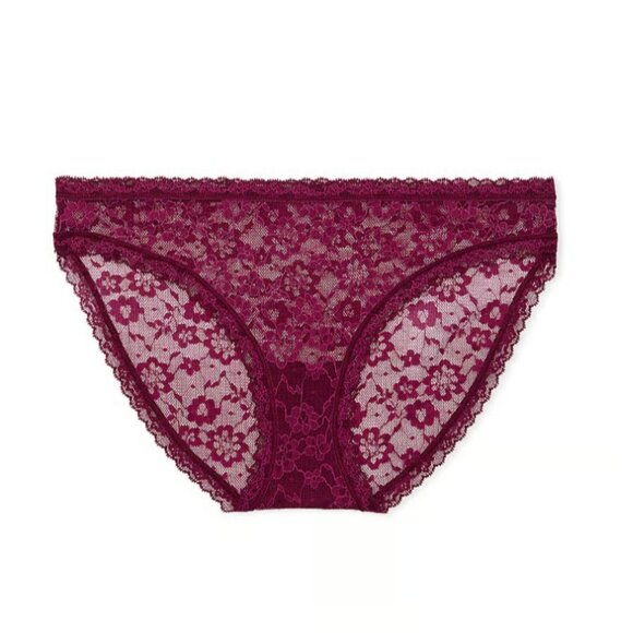 Victoria's Secret The Lacie Lace Bikini Panty Plum  Rouge Size L NWT - Picture 1 of 7